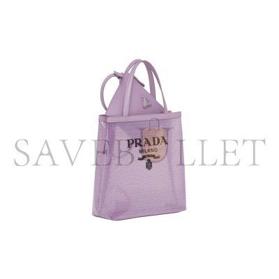 PRADA SMALL SEQUINED MESH TOTE BAG IN ALABASTER 1BG417 (22*20*8cm) 